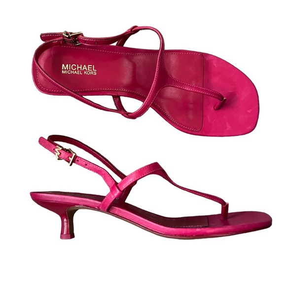 MICHAEL Michael Kors Tasha T Strap Kitten Heels Sandals in Dark Raspberry - Picture 5 of 12